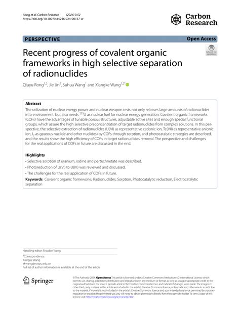 Recent progress of radionuclides separation by porous materials.